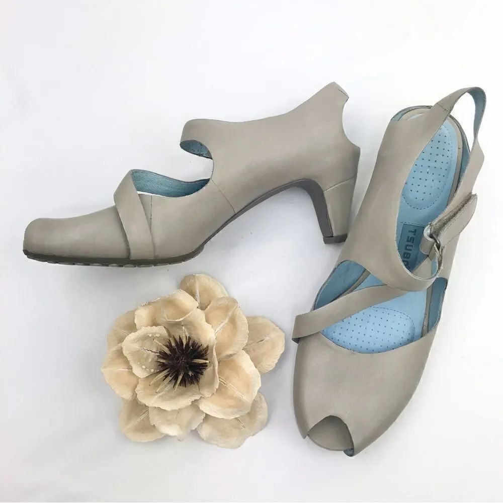 Tsubo Tan Open Toe Heeled Sandals